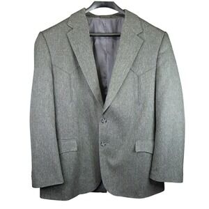 Circle S Mens 46R Western Blazer Charcoal Grey Cowboy Sport Coat Vintage 90s New